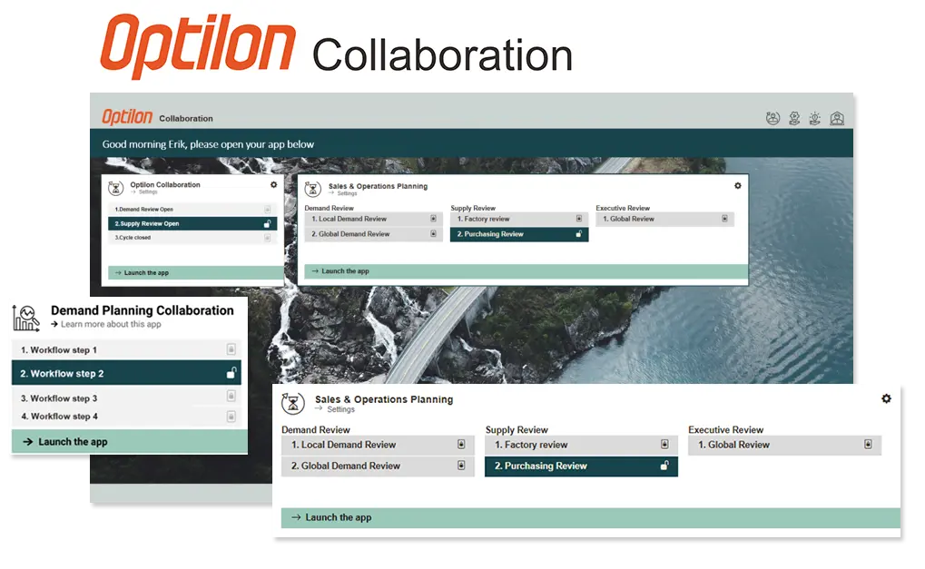 Optilon Collaboration screens